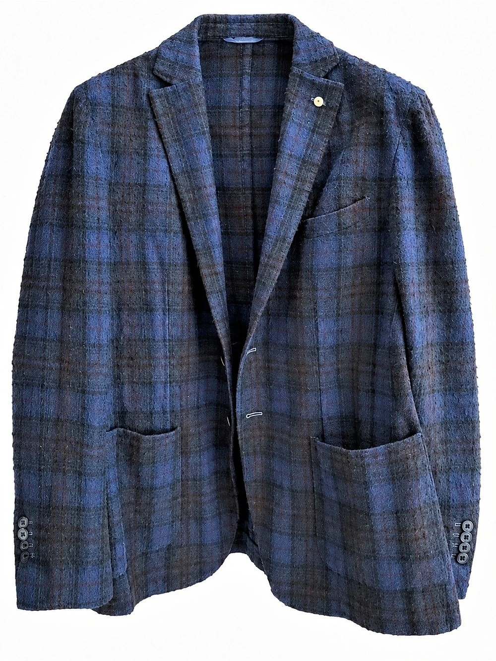 L.B.M. 1911 2887 Plaid Wool Blazer in Blue & Gray Size 54 R NWT